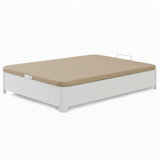 Canapé abatible tapizado color blanco - Modelo TecnoBox