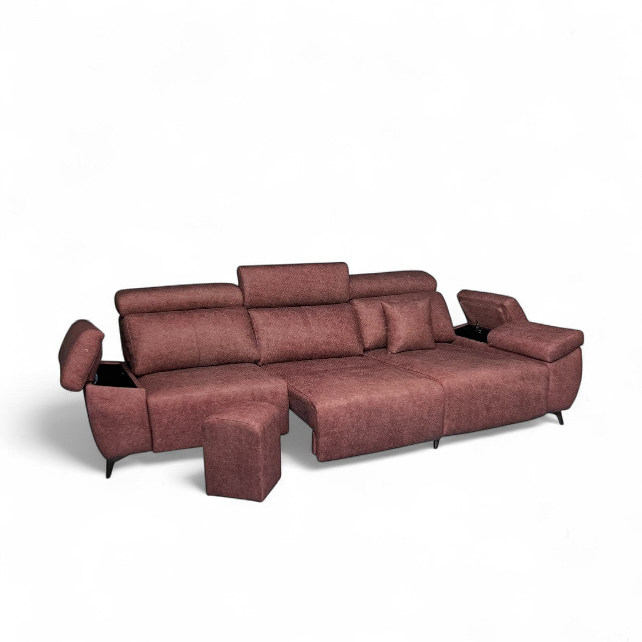 Sofá Chaiselongue Tela Gris - Modelo Victoria