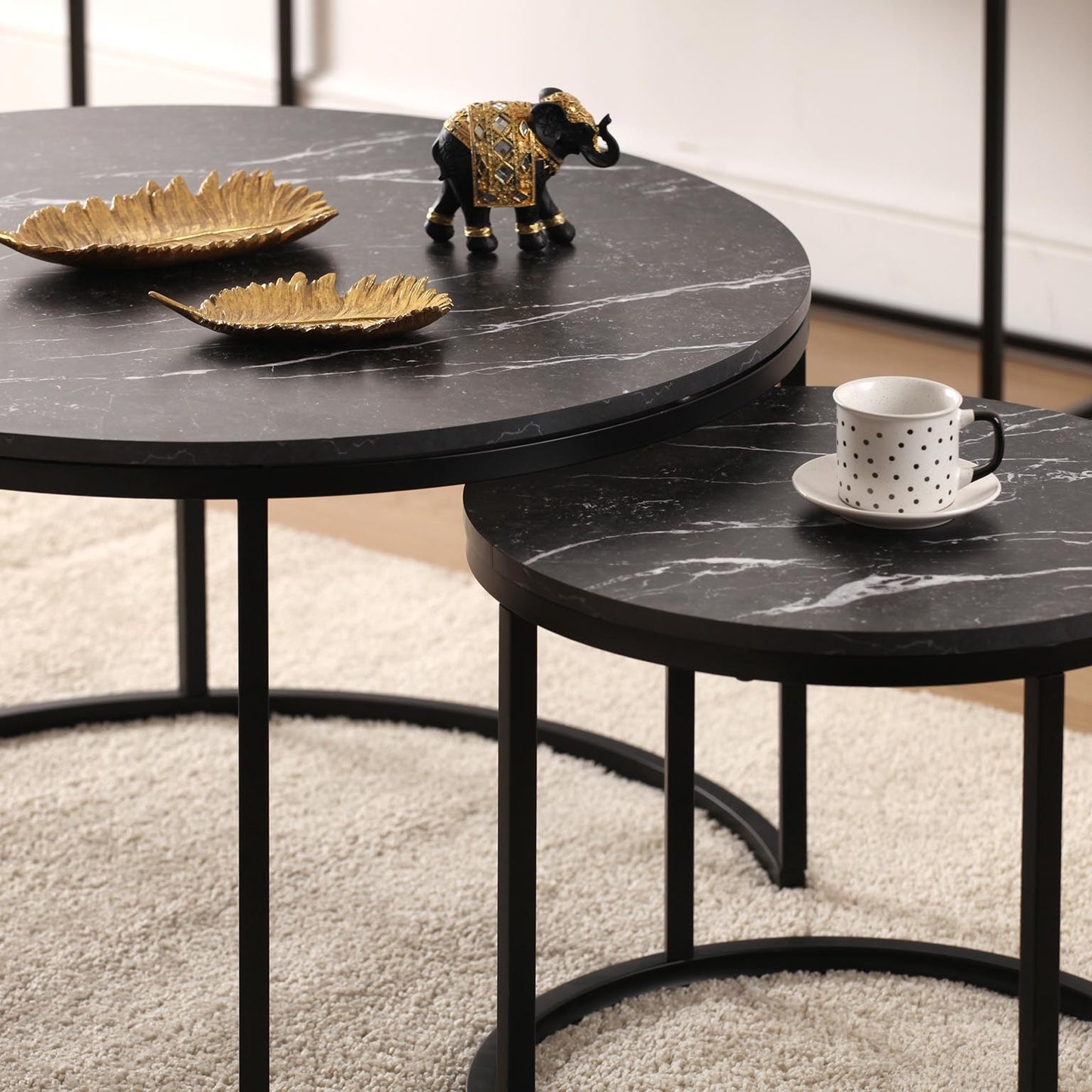 Mesa de Centro Nido Mármol Negro - Modelo AUREA