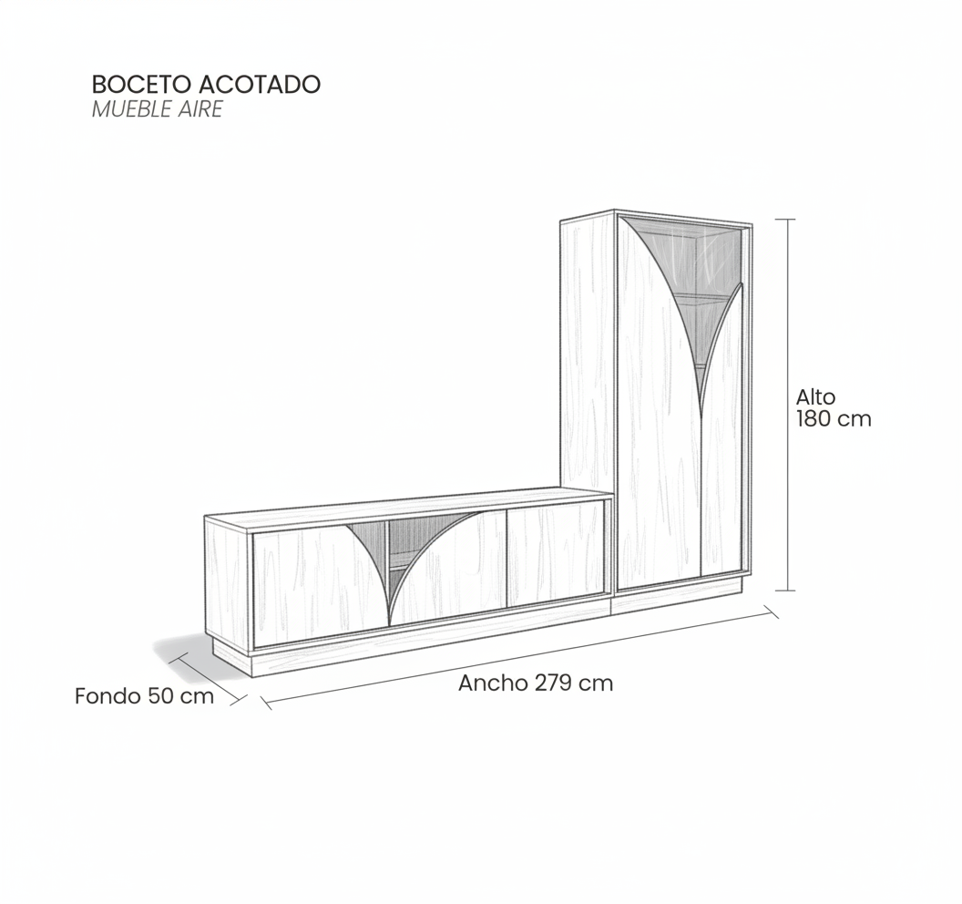 Mueble de Salón Madera Roble - Modelo Aire