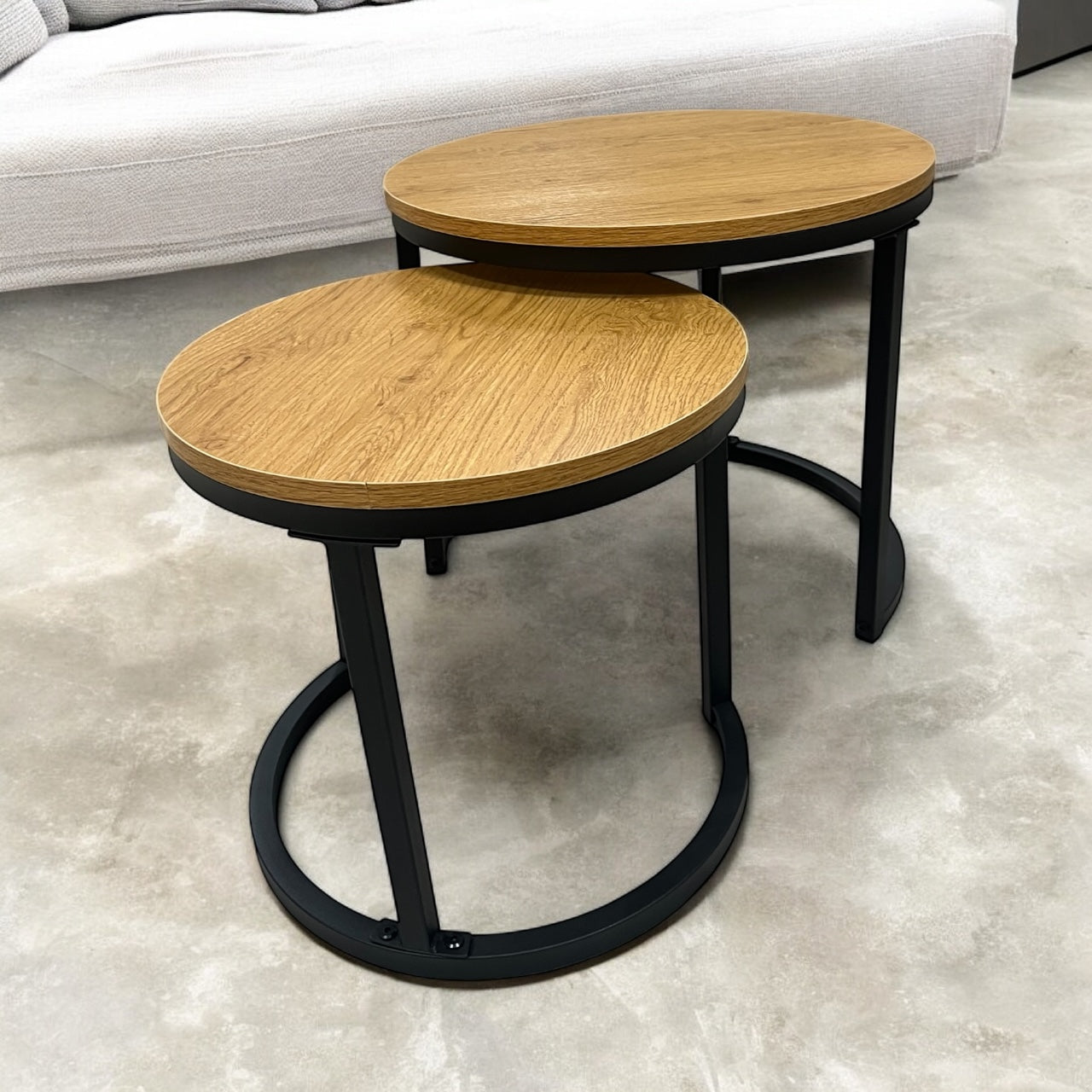 Conjunto mesas auxiliares madera y metal ``Duo´´