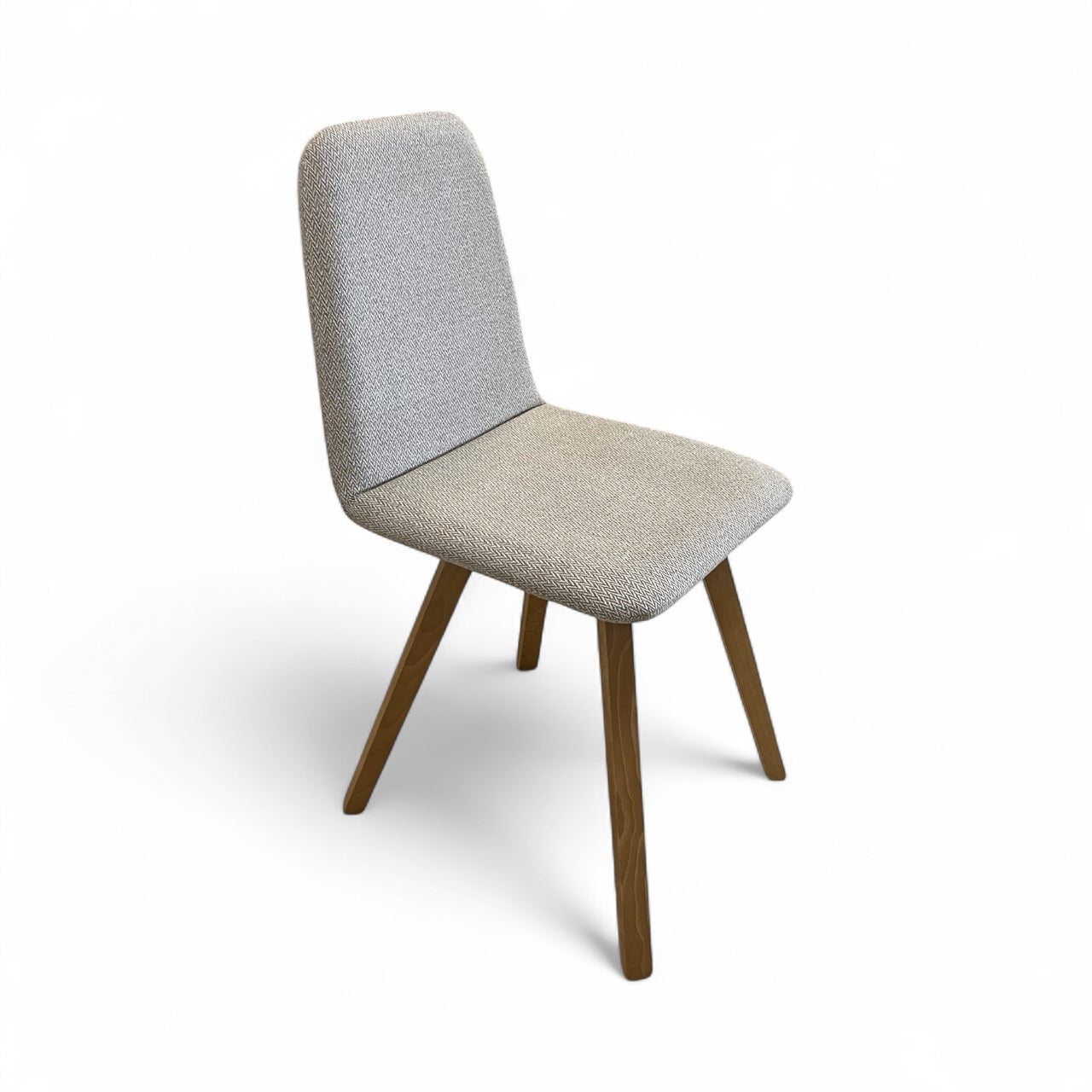 Pack 4 sillas tapizadas beige patas madera ``Oslo´´