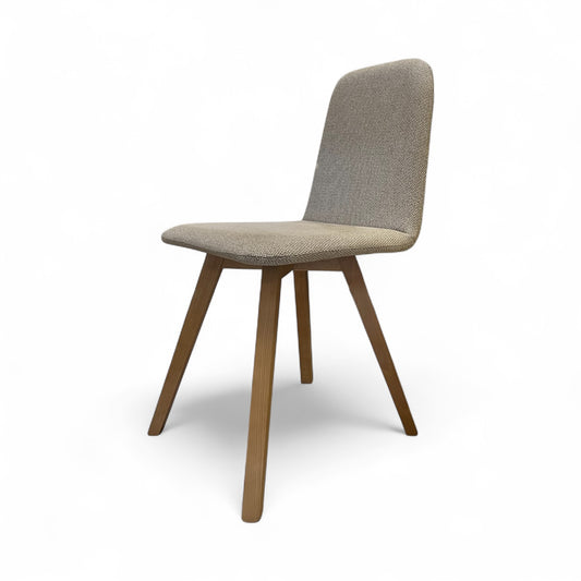Pack 4 sillas tapizadas beige patas madera ``Oslo´´