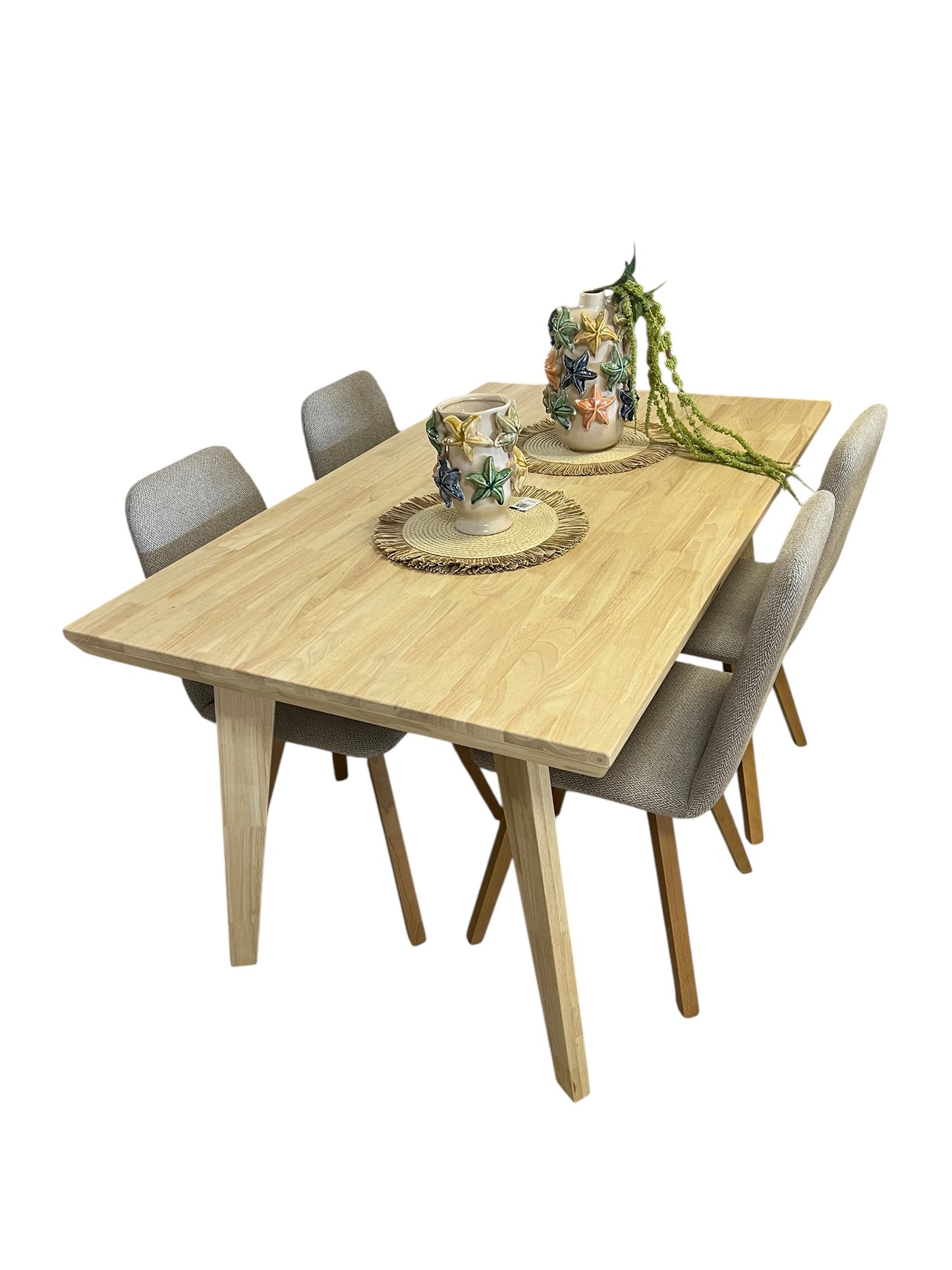 Pack 4 sillas tapizadas beige patas madera ``Oslo´´