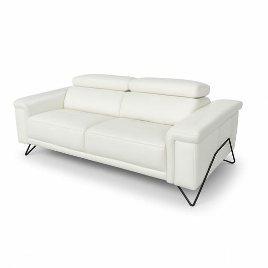 Sofá Sophia 3 plazas en piel natural blanca – 228×100 cm