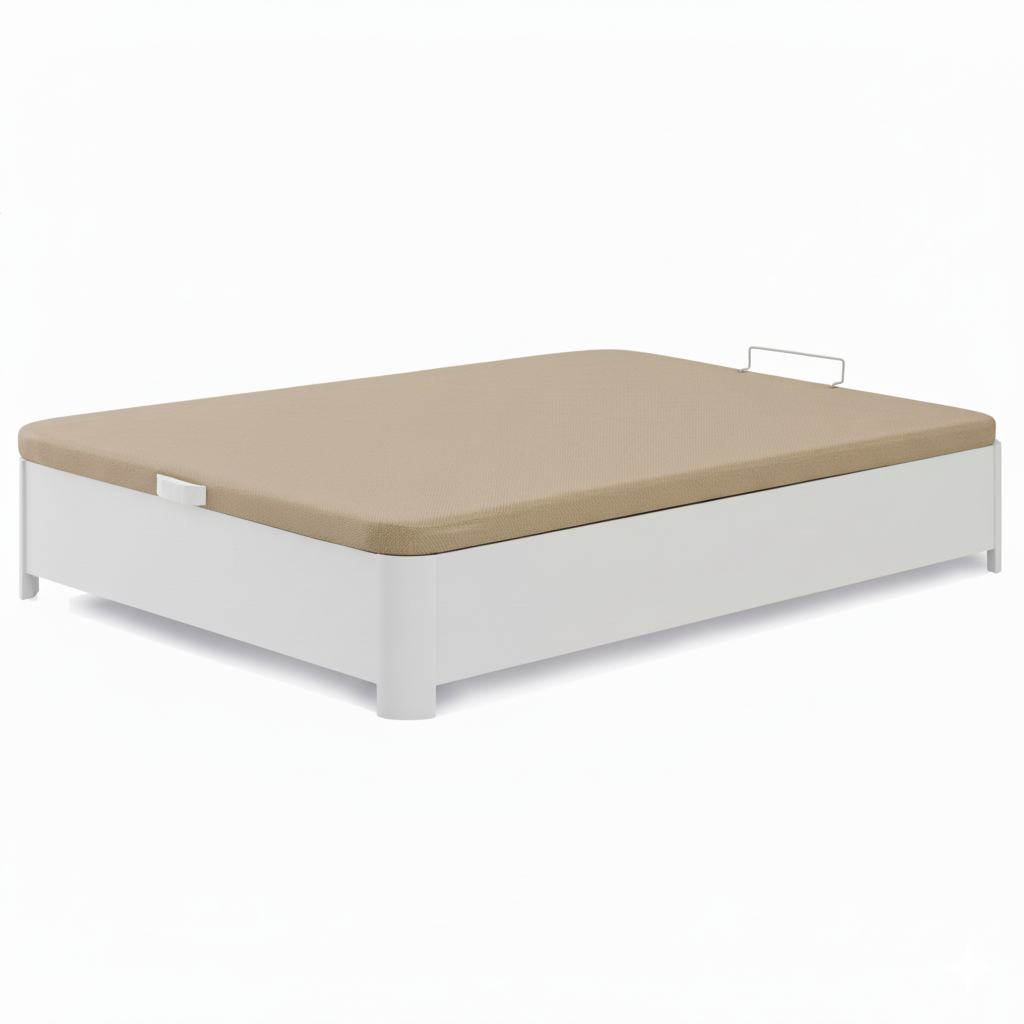 Canapé abatible tapizado color blanco - Modelo TecnoBox