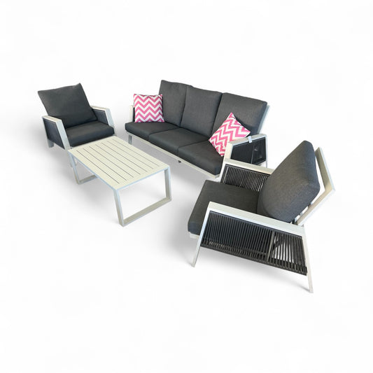 Set Terraza Gris Oscuro con Aluminio Blanco - Modelo 353